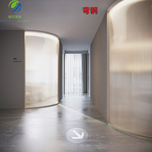 艺术长虹玻璃超白屏风隔断海棠水纹钻石灯芯瓦楞方格压花钢化磨砂 - 图1