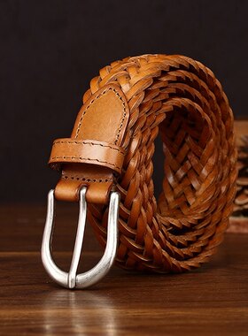 复古手工编织皮带男实用编织针扣