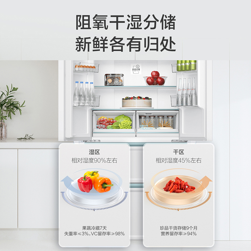 【零嵌】海尔冰箱白巧461升法式多门超薄底部散热嵌入式电冰箱