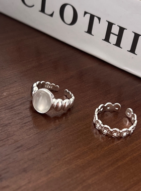 帕姆卡莱纯银水沫玉戒指