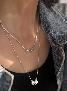 简约S925纯银圈圈碎银子项链