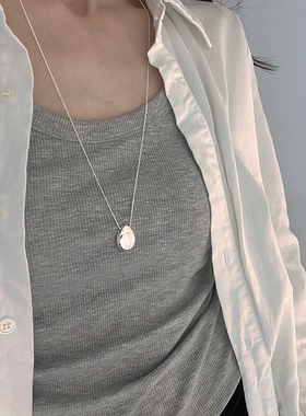 纯银女水滴长款毛衣链项链几何形