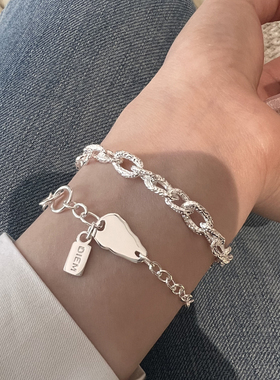 女纯银ins潮手链简约链条爱心锁