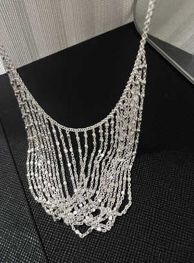 925纯银女网状流苏波光粼粼项链