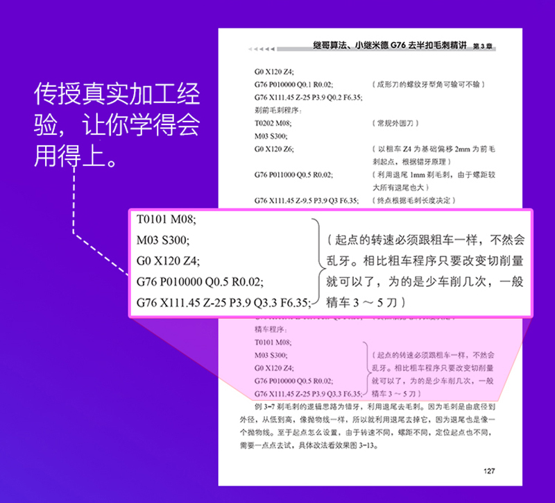 官网正版 和小继哥一起学数控车床编程 张继 螺纹去毛刺 异形 槽 公式算法 G指令 子程序 实例运用精讲 - 图2