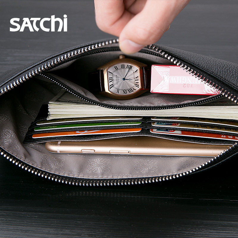 沙驰信封包男士手拿包牛皮潮真皮包 沙驰驰翔男士包袋