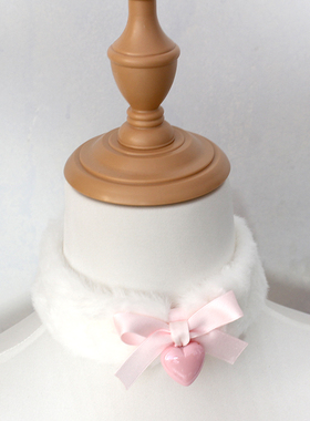 爱心形少女浅粉色蝴蝶结毛绒脖圈项链锁骨链日系可爱女甜妹choker