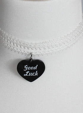 蕾丝可爱爱心形黑白甜心项链锁骨链choker颈饰颈环甜美少女复古