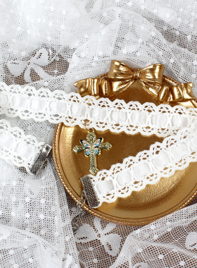 蝴蝶结十字架蕾丝锁骨链项链choker项圈脖圈修女甜美甜妹可爱少女