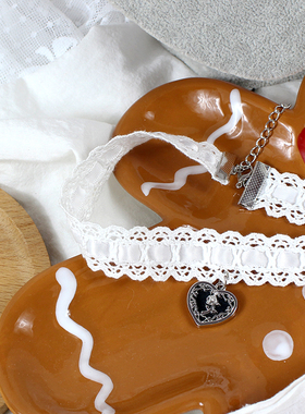 蕾丝玫瑰爱心蝴蝶结项圈巴洛克粉白蓝黑锁骨链项链choker甜美少女