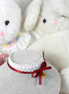 圣诞双层叠戴锁骨链项链蕾丝蝴蝶结酒红色铃铛choker百搭少女氛围