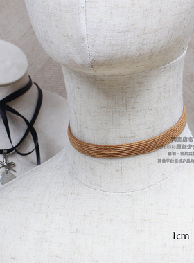 素圈废土风亚文化锁骨链秋冬甜酷chocker辣妹灯芯绒棕色咖啡miu系