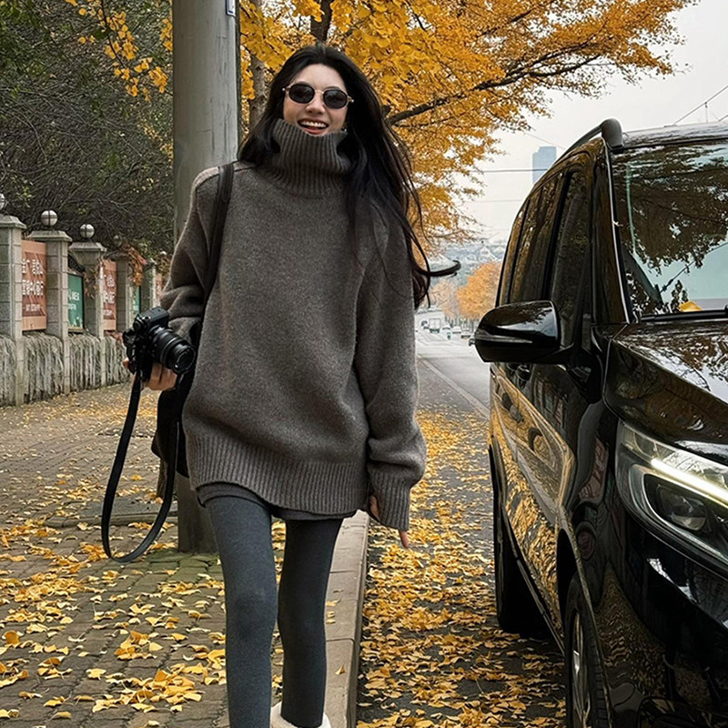 日系复古黑色高领毛衣外穿女秋冬慵懒高级感内搭打底加厚针织上衣,淘宝优惠券,粉丝福利购,淘宝优惠卷