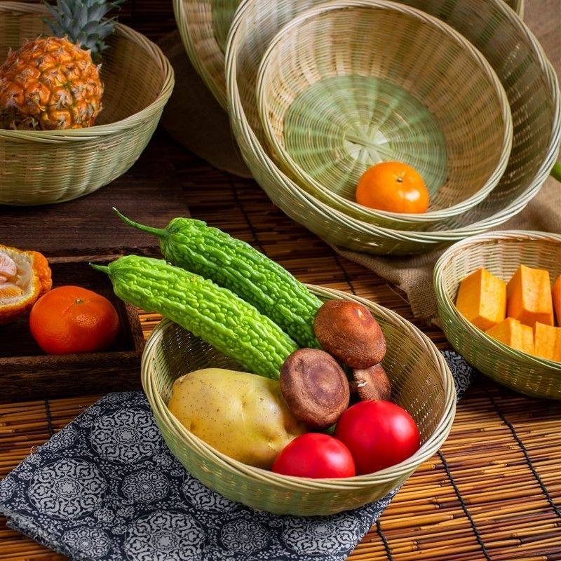 竹编馒头筐竹青编织篮子菜篮子水果篮竹编馒头筐平底篮竹制品环保,淘宝优惠券,粉丝福利购,淘宝优惠卷