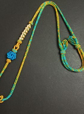 爆款千里江山编绳手工编绳玉佩吊坠绳桃花结项链和田玉吊坠项链