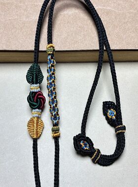 纯手工编织高端项链绳吊坠玉坠可调节项链绳八股编桃花结