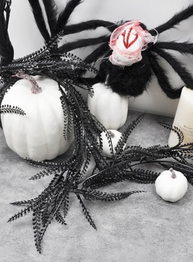 跨境万圣节仿真装饰万圣节家居装饰摆件黑色尤加利藤条节日布置