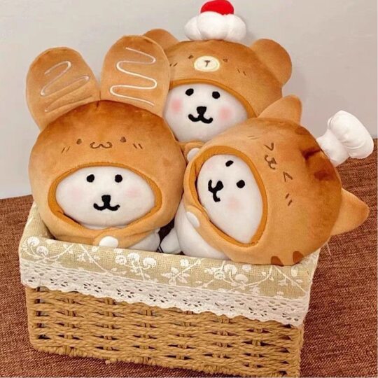 Toasted bread series 10cm cotton doll head cover self-deprecating bear labubu doll clothes plush doll doll accessories
