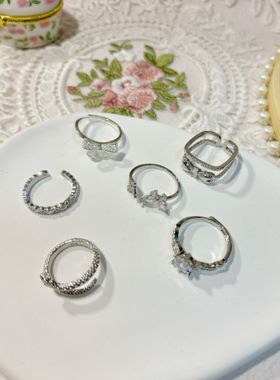 格物《好看不贵小戒指》白金/银色系百搭镀铂金戒指莫桑双层戒指