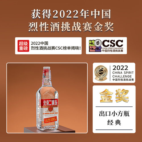 出口小方瓶北京二锅头经典绿标42度清香型白酒6瓶官方旗舰店 - 图0