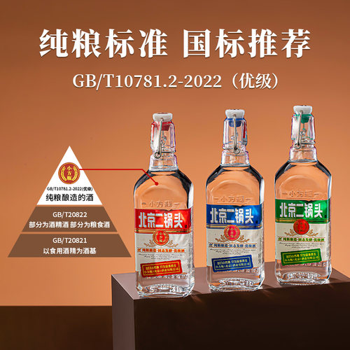 出口小方瓶北京二锅头经典绿标42度清香型白酒6瓶官方旗舰店 - 图1