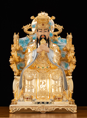 台湾铜著金玉皇大帝王母娘娘神像摆件家用玉帝西王母祝福佛像天公