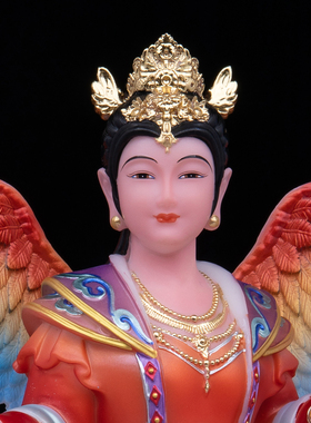 中式树脂彩绘玄母天尊战神摆件