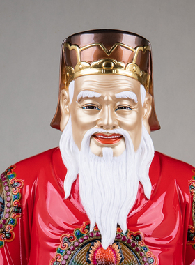 黄铜失蜡法彩绘土地公神像供奉