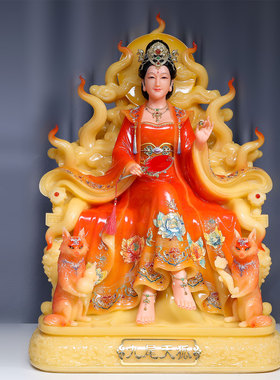 汉白玉九尾狐神像摆件
