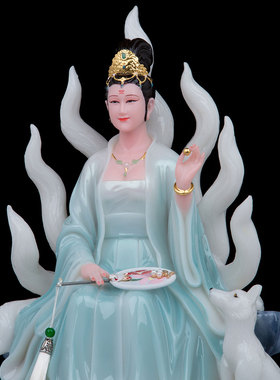 汉白玉客厅玄关九姑娘九公子摆件