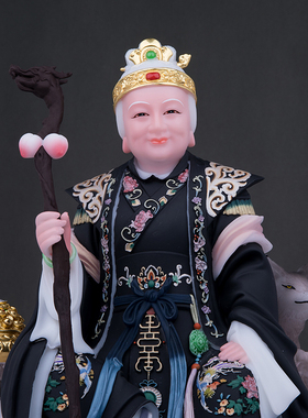 石材保平安中式纯手工黑老太神像