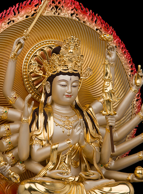 铜保平安中式客厅准提佛母佛像