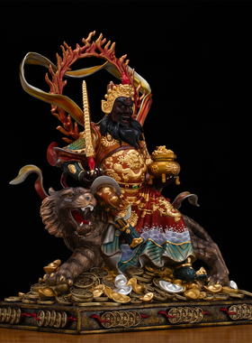 台湾铜彩绘武财神赵公明神像