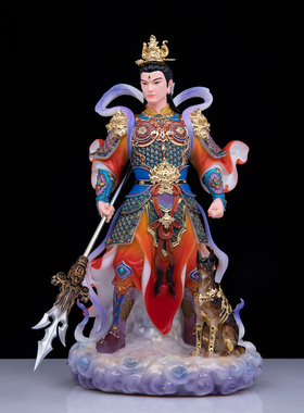 汉白玉二郎神杨戬神像供奉摆件