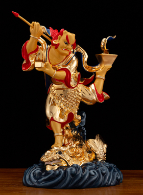 纯铜鎏金神像风水魁星踢斗
