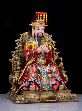 树脂铜彩九龙椅玉皇大帝西王母像