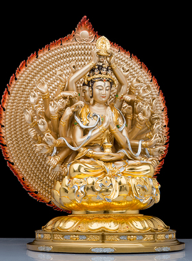 铜保平安中式纯手工千手观音佛像