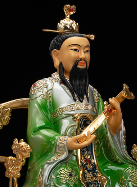 铜保平安家用三茅真君神像摆件