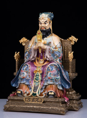 纯铜彩绘三官大帝神像