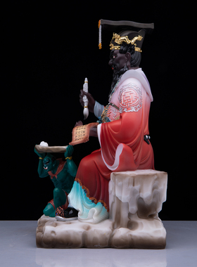 汉白玉丰都大帝神像供奉摆件