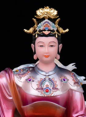 女娲娘娘神像汉白玉彩绘摆件