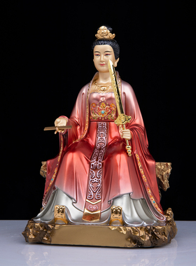 中式铜彩绘胡云花神供奉摆件