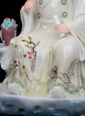 汉白玉药王爷神像坐山药神药