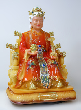 合成玉石土地公婆神像供奉摆件