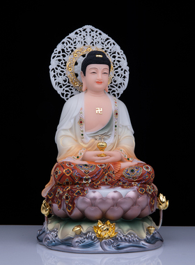 汉白玉佛像供奉摆件中式保平安