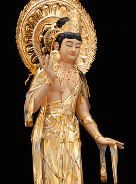 典藏全铜贴金东方三圣佛像家用供奉日光月光菩萨药师佛三尊摆件