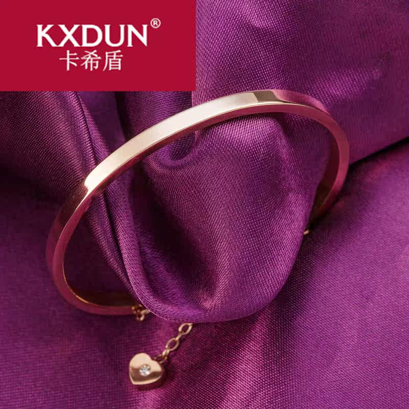 kxdun韩版镶钻心扣镀18k金手镯 卡希盾手镯
