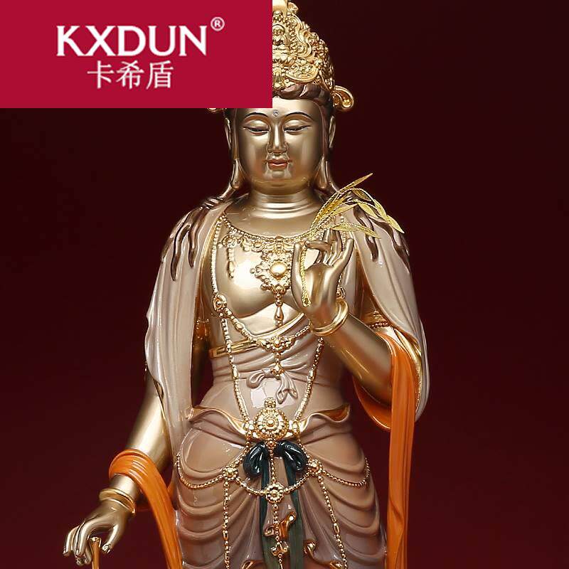 纯铜珐琅彩观音菩萨家用供奉佛像 卡希盾摆件