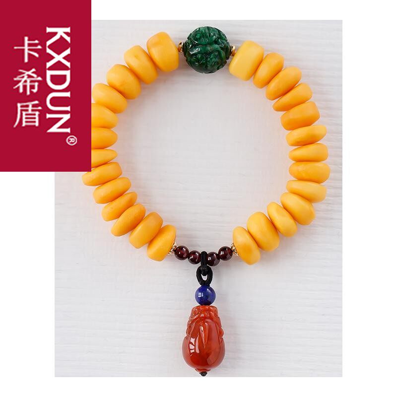 kxdun手串鸡油黄女款男随形蜜蜡 卡希盾手链