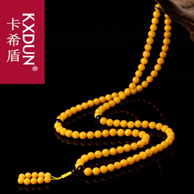 kxdun黄老蜜蜡108颗男士手链原石 卡希盾手链